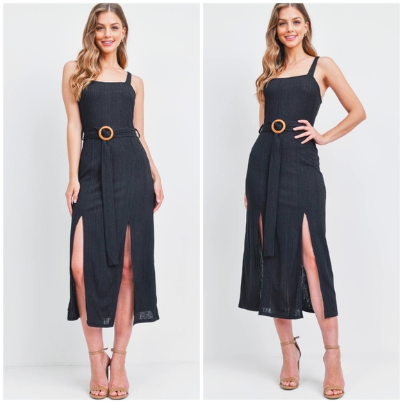 LAST ONE❗️Very J Black Ribbed Midi Dress - Picture 2 of 7